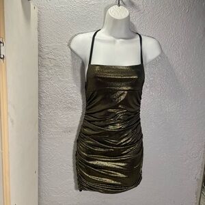 Lucy in the Sky Shimmering Gold Mini Dress